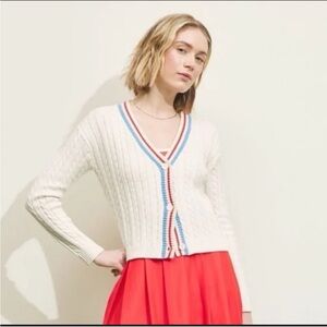 Prince x Target Pickleball Collab White Cable Knit Cardigan Size Small NWT